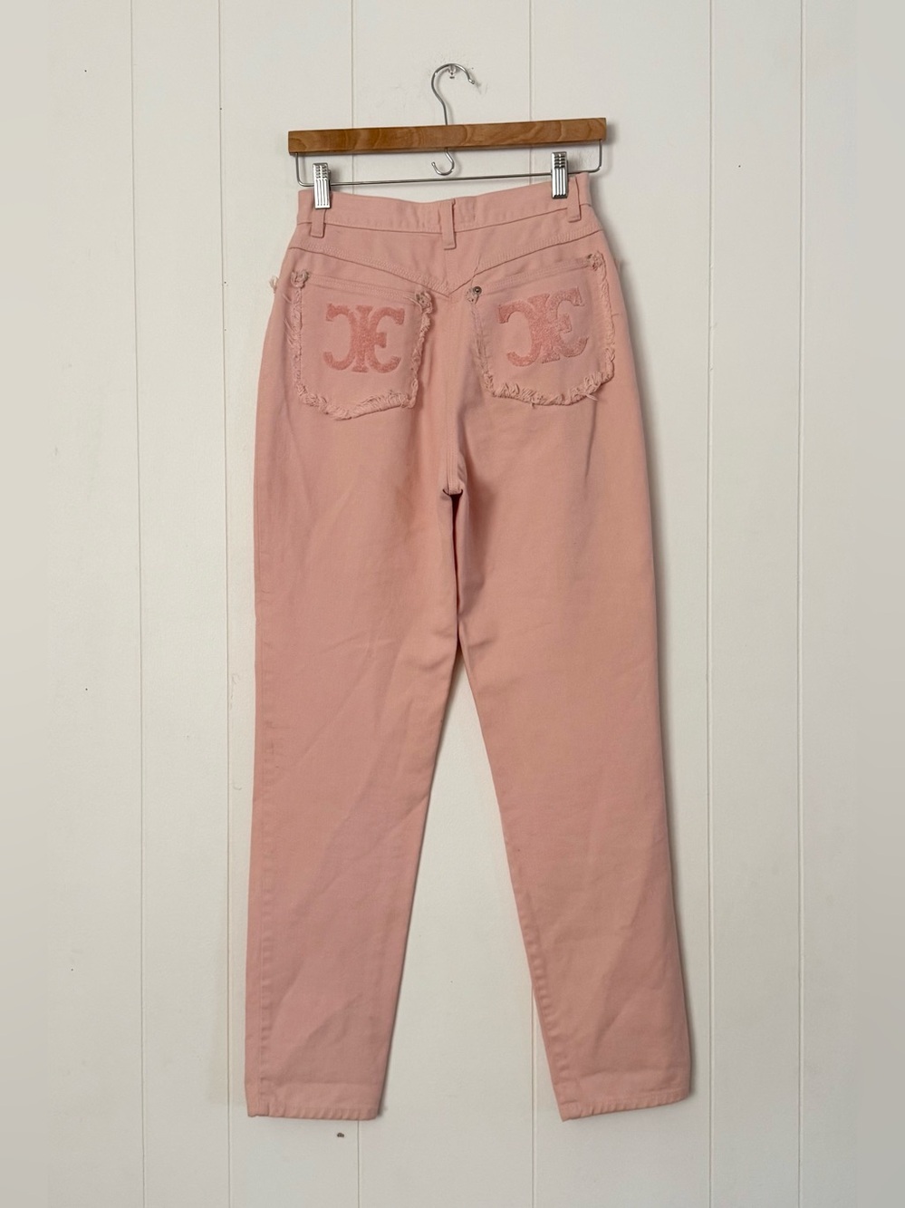 Iceberg VTG Pink Frayed Logo Straight Leg Jeans 42 US 6-8 Made in Italy - Picture 4 of 8